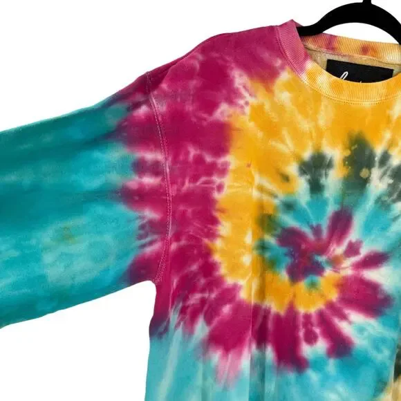 La Detresse Revolve Womens Tropical Pullover Tie Dye Fleece Sweatshirt Medium M - Picture 4 of 11